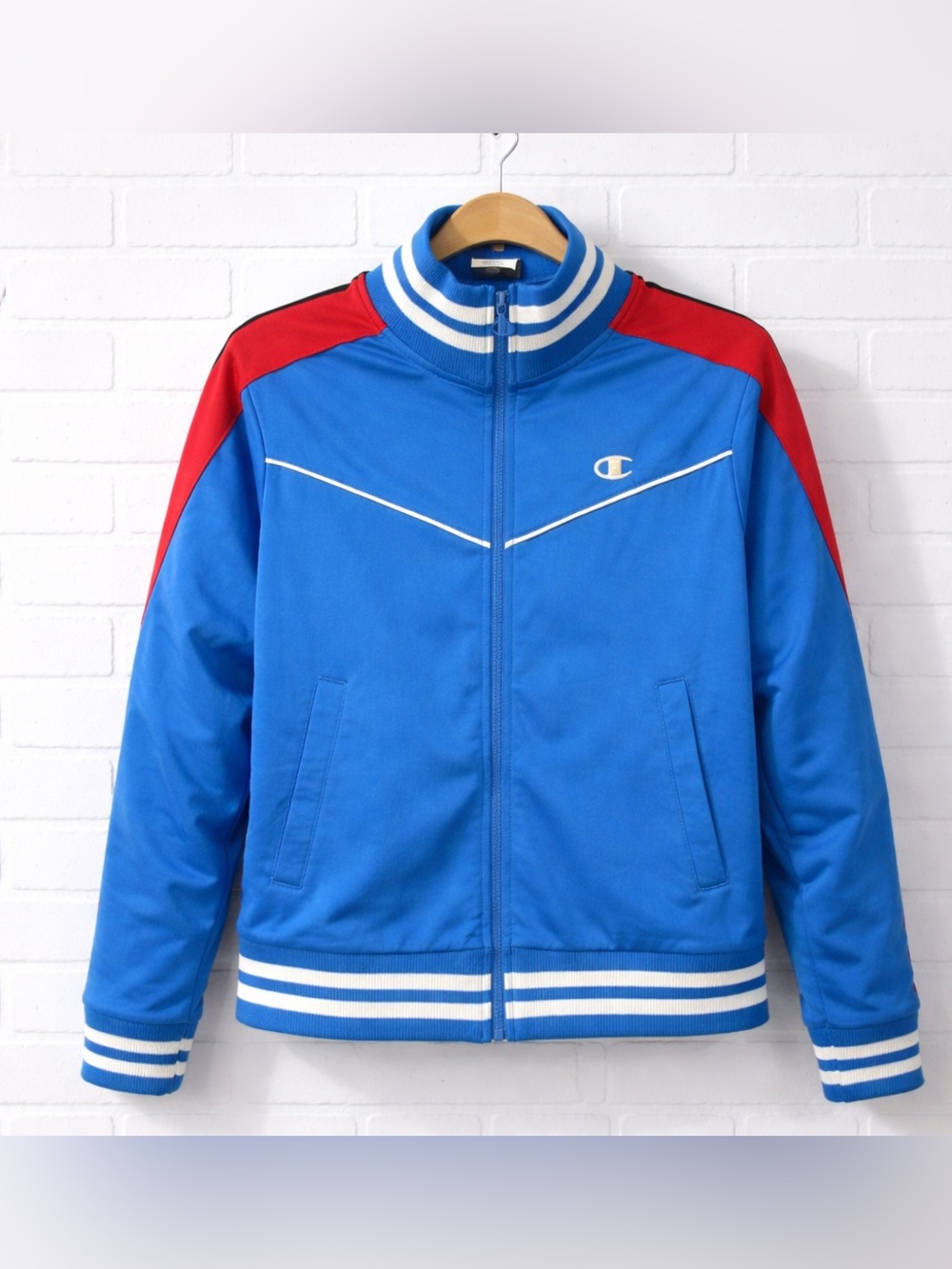 Champion Track Jacket Blue Red‎ Retro Y2K Streetwear Zip USA Size Medium